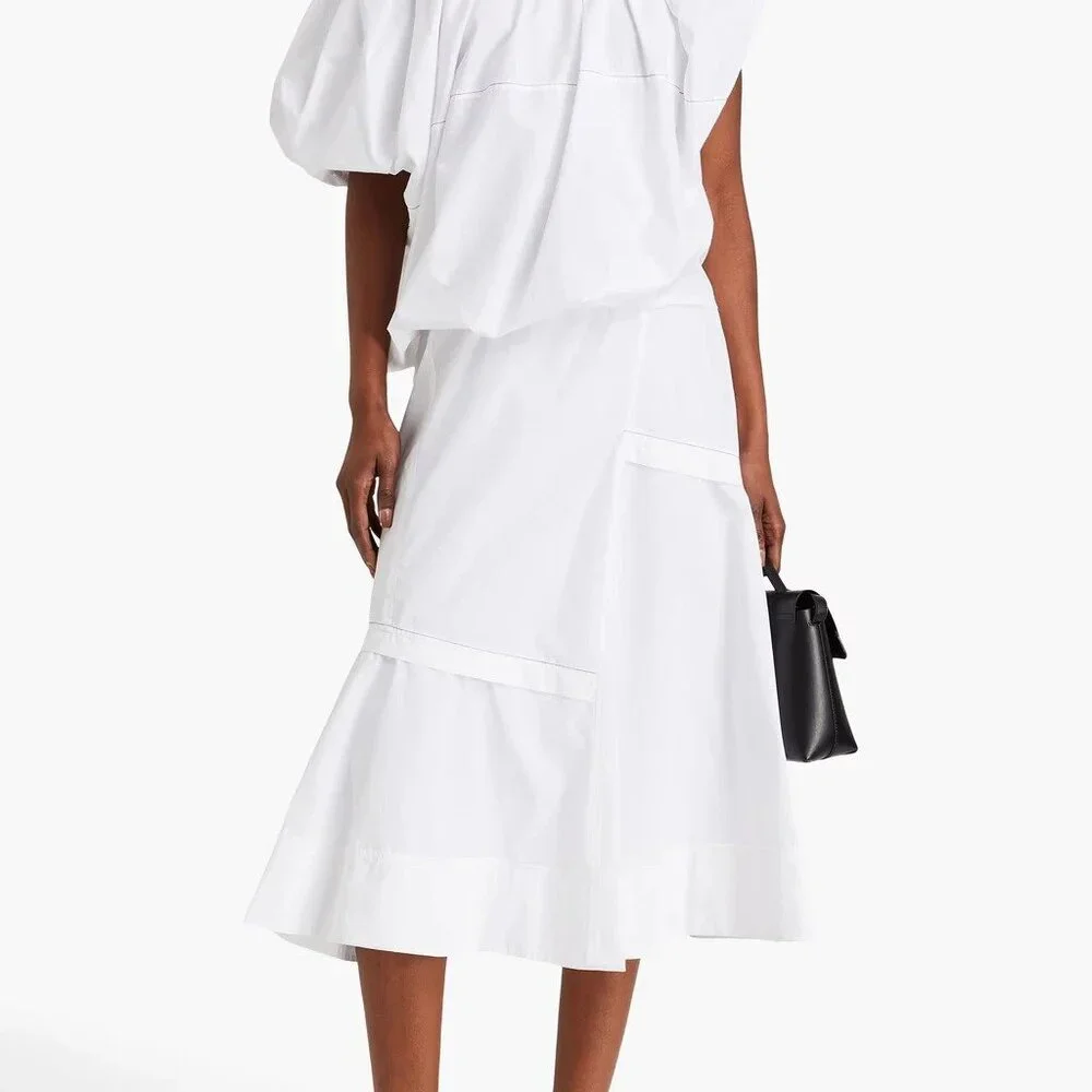 NWT 3.1 PHILLIP LIM One-shoulder ruffled poplin midi dress white sz 4 $750 - Picture 1 of 6